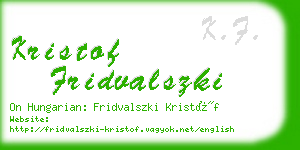 kristof fridvalszki business card